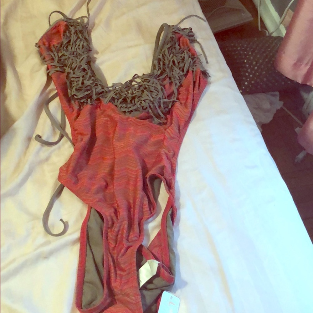 L space one piece fringe monokin